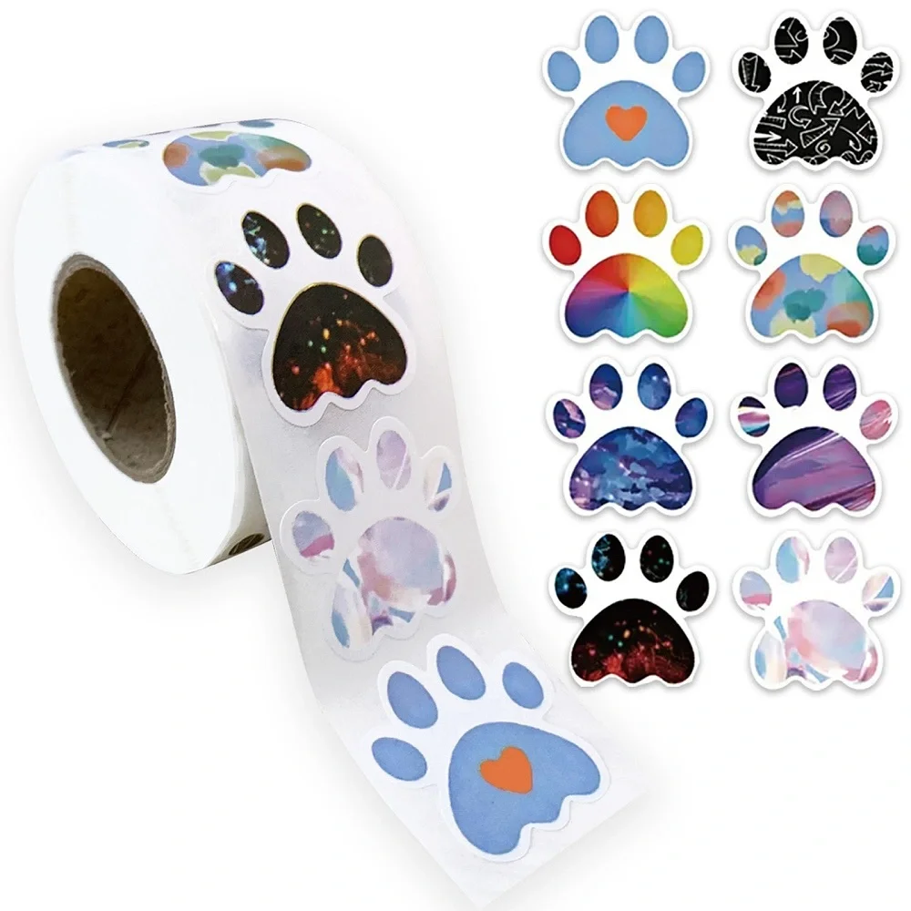 500 Colorful Paw Print Stickers
